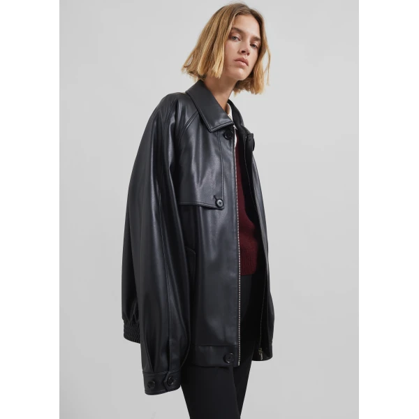 The Frankie Shop Roisin Faux Leather Jacket – Black, view 3
