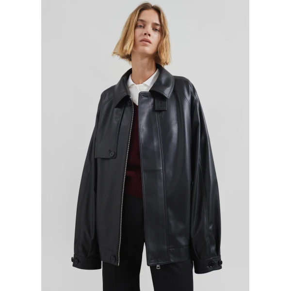 The Frankie Shop Roisin Faux Leather Jacket – Black, view 4