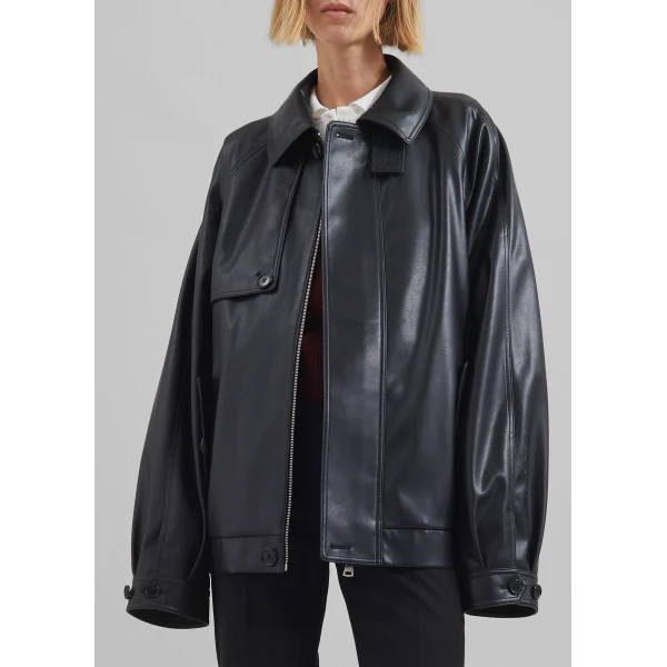 The Frankie Shop Roisin Faux Leather Jacket – Black, view 5