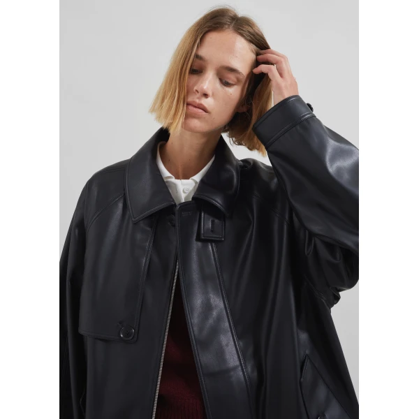 The Frankie Shop Roisin Faux Leather Jacket – Black, view 6