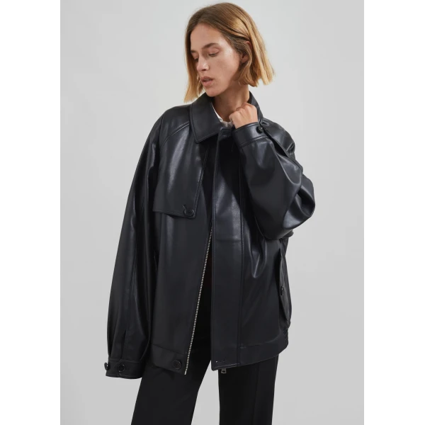 The Frankie Shop Roisin Faux Leather Jacket – Black, view 7