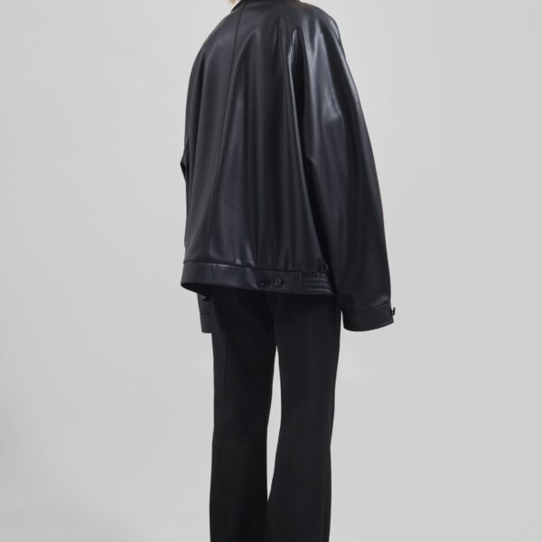 The Frankie Shop Roisin Faux Leather Jacket - Black - Oversized Minimalist Jackets in Black - Shop at Coveti