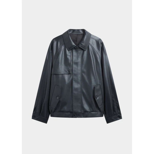 The Frankie Shop Roisin Faux Leather Jacket – Black, view 9