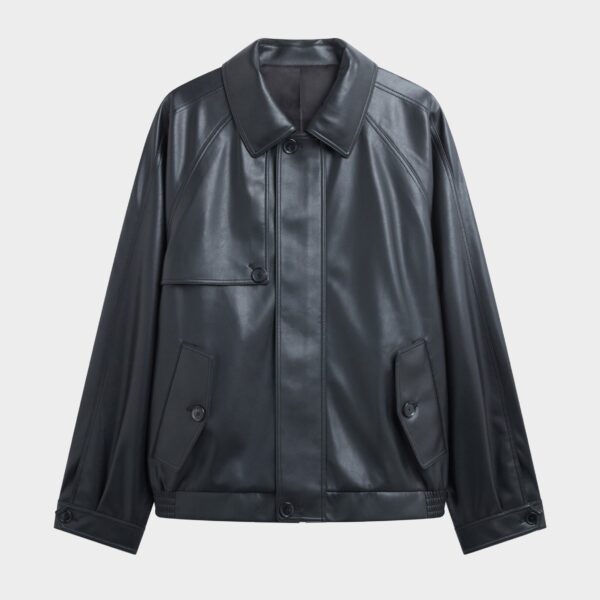 The Frankie Shop Roisin Faux Leather Jacket - Black - Oversized Minimalist Jackets in Black - Shop at Coveti
