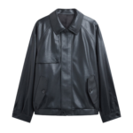 The Frankie Shop Roisin Faux Leather Jacket - Black - Oversized Minimalist Jackets in Black - Shop at Coveti