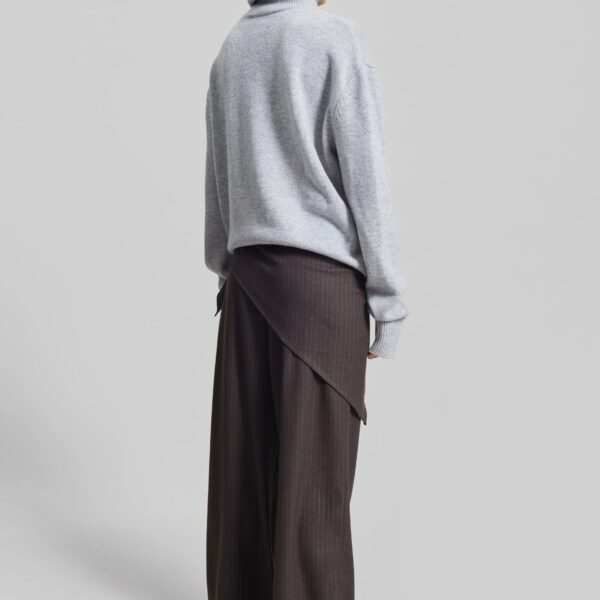 The Frankie Shop Rovigo Scarf Wrap Pants - Brown Stripe - Oversized Minimalist Pants in Brown - Shop at Coveti