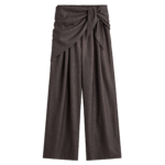 The Frankie Shop Rovigo Scarf Wrap Pants - Brown Stripe - Oversized Minimalist Pants in Brown - Shop at Coveti