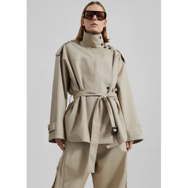 The Frankie Shop Schagen Short Trench – Beige, view 2