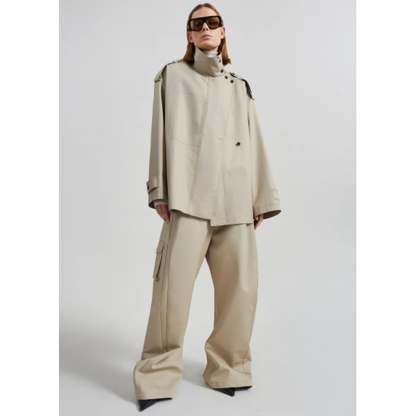 The Frankie Shop Schagen Short Trench – Beige, view 5