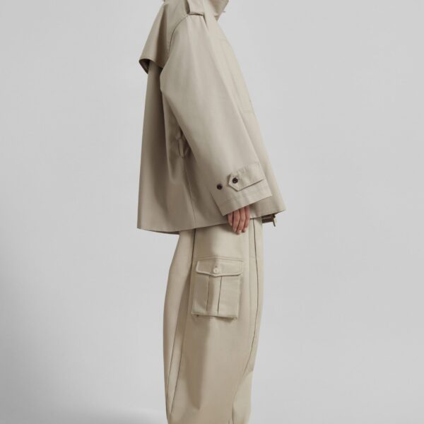 The Frankie Shop Schagen Short Trench - Beige - Oversized Minimalist Coats in Beige - Shop at Coveti