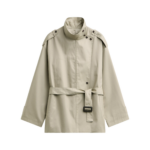 The Frankie Shop Schagen Short Trench - Beige - Oversized Minimalist Coats in Beige - Shop at Coveti