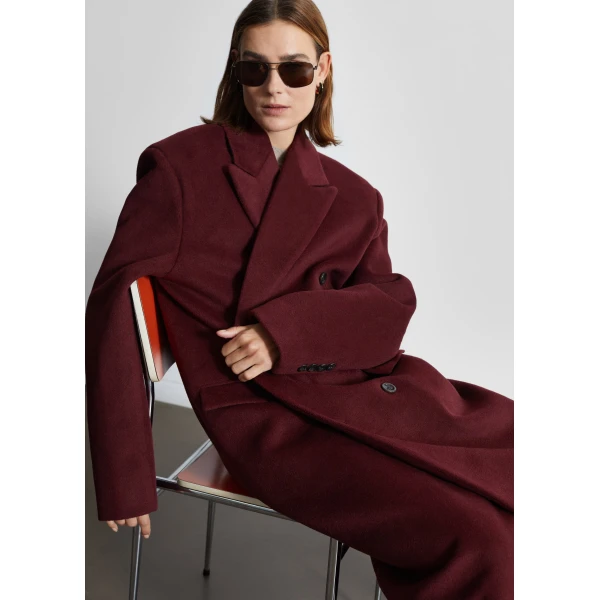 The Frankie Shop Skaila Double-Breasted Coat – Burgundy, view 2