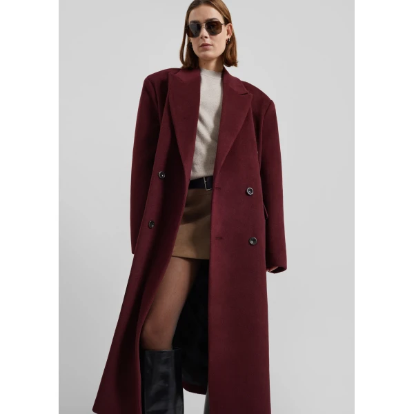 The Frankie Shop Skaila Double-Breasted Coat – Burgundy, view 4