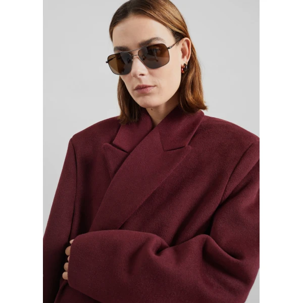 The Frankie Shop Skaila Double-Breasted Coat – Burgundy, view 5