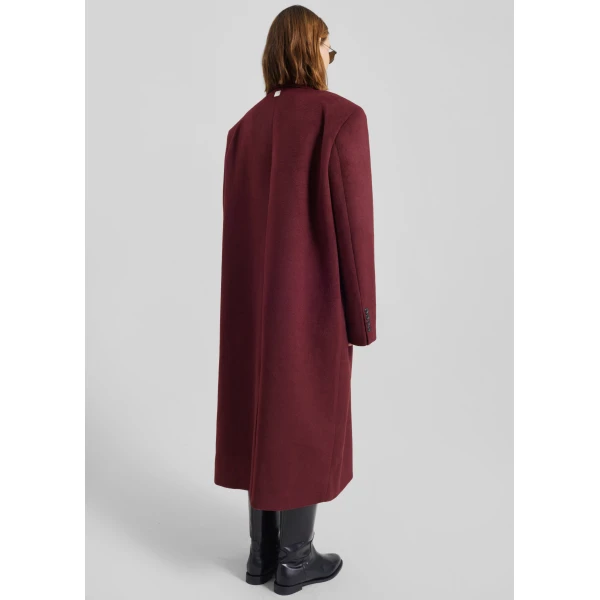 The Frankie Shop Skaila Double-Breasted Coat – Burgundy, view 7