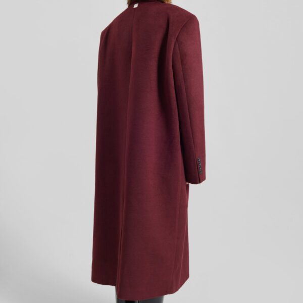 The Frankie Shop Skaila Double-Breasted Coat - Burgundy - Oversized Minimalist Coats in Red - Shop at Coveti