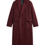 The Frankie Shop Skaila Double-Breasted Coat - Burgundy - Oversized Minimalist Coats in Red - Shop at Coveti