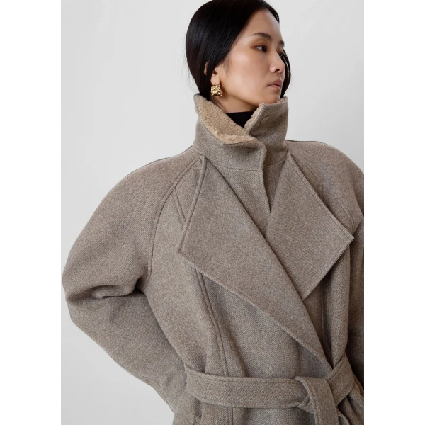 The Frankie Shop Skive Padded Short Coat – Beige Melange, view 4