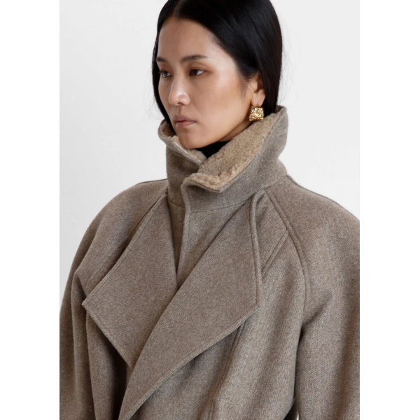 The Frankie Shop Skive Padded Short Coat – Beige Melange, view 6