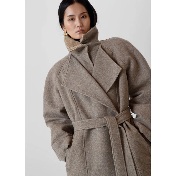 The Frankie Shop Skive Padded Short Coat – Beige Melange, view 8