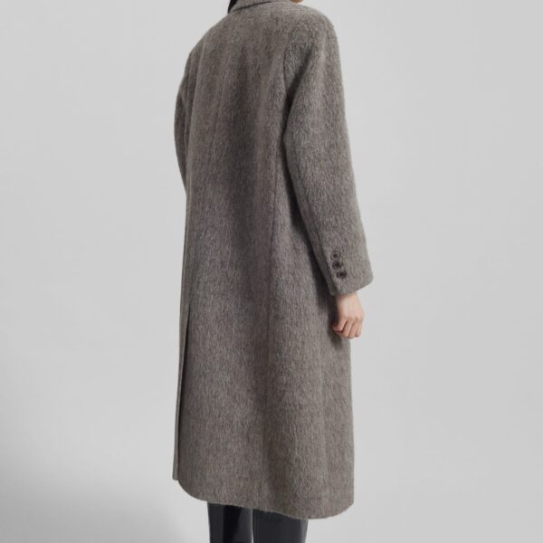 The Frankie Shop Sormark Brushed Wool Coat - Taupe - Oversized Minimalist Coats in Brown - Shop at Coveti