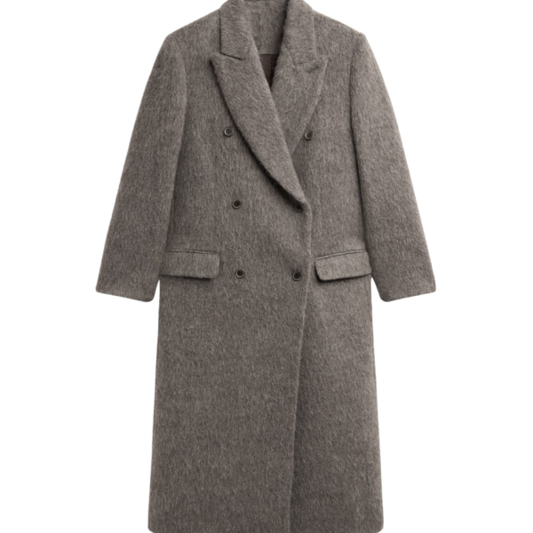 The Frankie Shop Sormark Brushed Wool Coat - Taupe - Oversized Minimalist Coats in Brown - Shop at Coveti