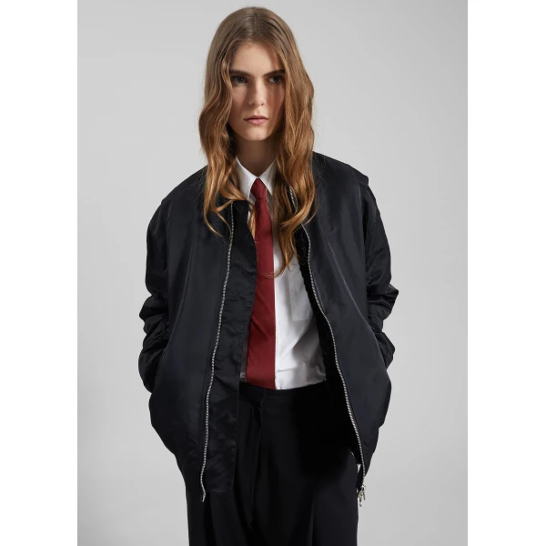 The Frankie Shop Stellan Faux Shearling Oversized Bomber Jacket – Black, view 2