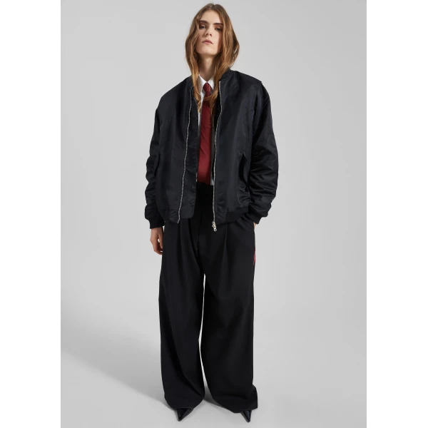 The Frankie Shop Stellan Faux Shearling Oversized Bomber Jacket – Black, view 3