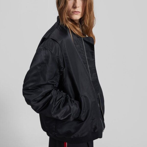 The Frankie Shop Stellan Faux Shearling Oversized Bomber Jacket - Black - Oversized Minimalist Jackets in Black - Shop at Coveti