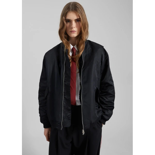 The Frankie Shop Stellan Faux Shearling Oversized Bomber Jacket – Black, view 6