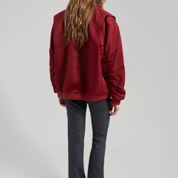 The Frankie Shop Stellan Faux Shearling Oversized Bomber Jacket - Red - Oversized Minimalist Jackets in Red - Shop at Coveti