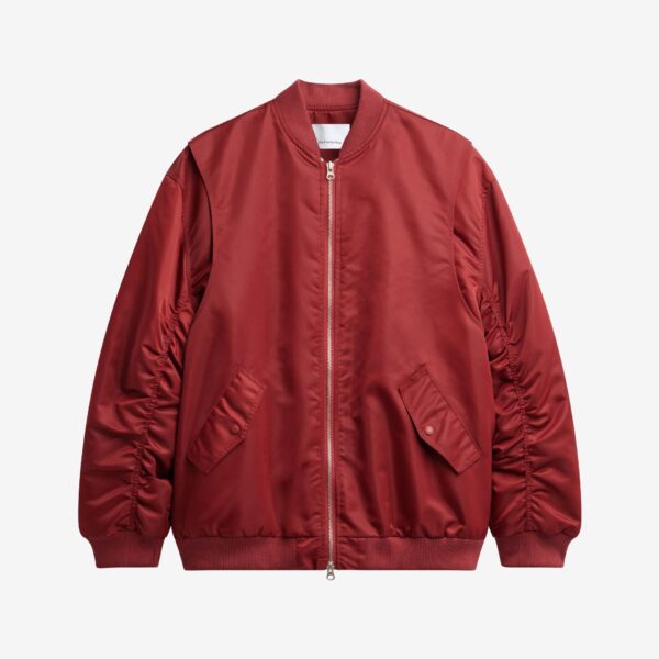 The Frankie Shop Stellan Faux Shearling Oversized Bomber Jacket - Red - Oversized Minimalist Jackets in Red - Shop at Coveti