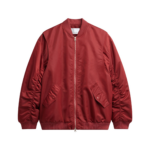 The Frankie Shop Stellan Faux Shearling Oversized Bomber Jacket - Red - Oversized Minimalist Jackets in Red - Shop at Coveti