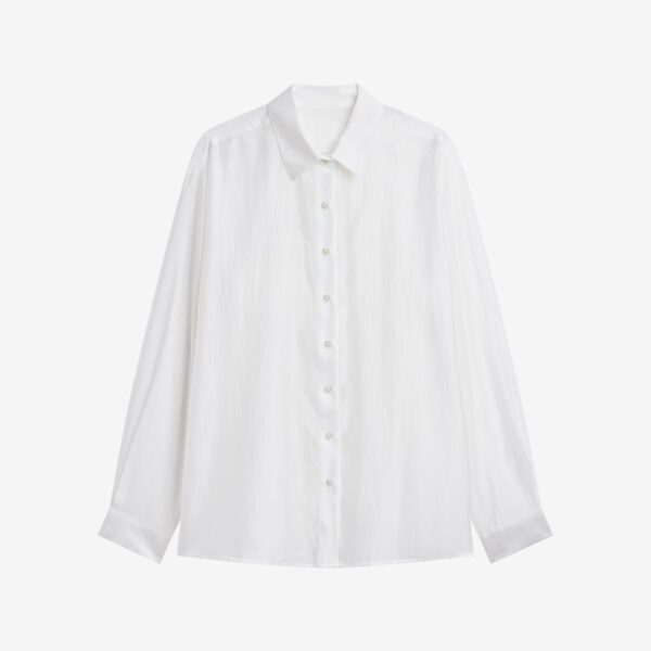 The Frankie Shop Tarra Tie-Front Sheer Shirt - White - Oversized Minimalist Tops in White - Shop at Coveti