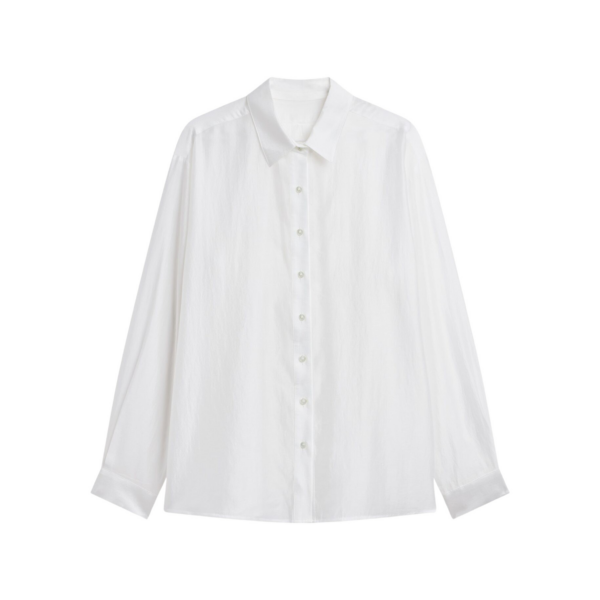 The Frankie Shop Tarra Tie-Front Sheer Shirt - White - Oversized Minimalist Tops in White - Shop at Coveti