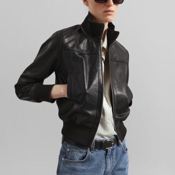 The Frankie Shop Tobias Leather Jacket - Black - Oversized Minimalist Jackets in Black - Shop at Coveti
