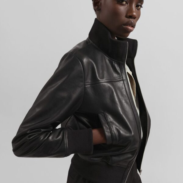The Frankie Shop Tobias Leather Jacket - Black - Oversized Minimalist Jackets in Black - Shop at Coveti