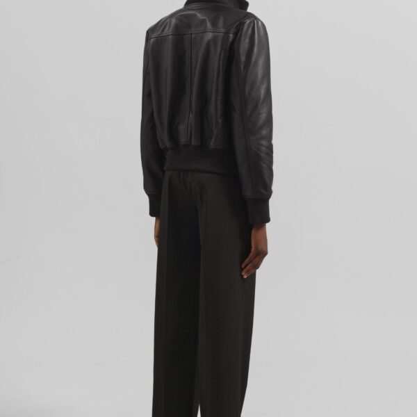 The Frankie Shop Tobias Leather Jacket - Black - Oversized Minimalist Jackets in Black - Shop at Coveti