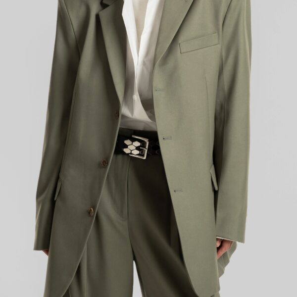 The Frankie Shop Trosa Blazer - Pale Olive - Oversized Minimalist Jackets in Green - Shop at Coveti