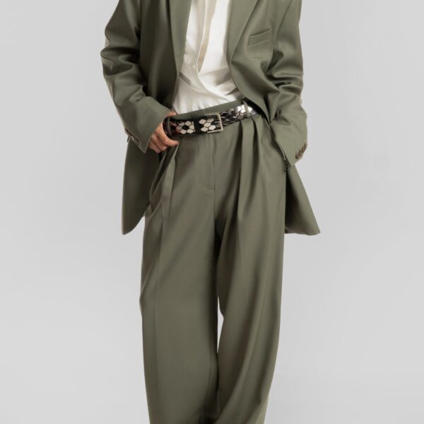 The Frankie Shop Trosa Blazer - Pale Olive - Oversized Minimalist Jackets in Green - Shop at Coveti