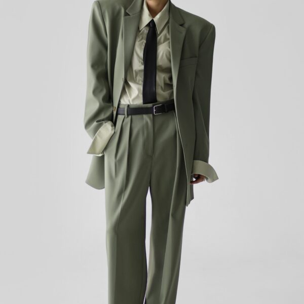 The Frankie Shop Trosa Blazer - Pale Olive - Oversized Minimalist Jackets in Green - Shop at Coveti
