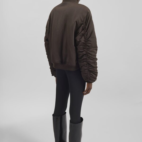 The Frankie Shop Valdres Padded Bomber Jacket - Brown - Oversized Minimalist Jackets in Brown - Shop at Coveti