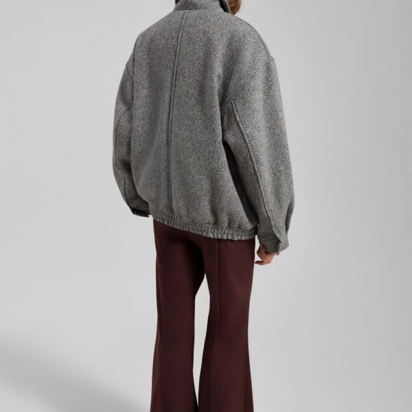 The Frankie Shop Vanves Wool Blouson Jacket - Grey Melange - Oversized Minimalist Jackets in Grey - Shop at Coveti