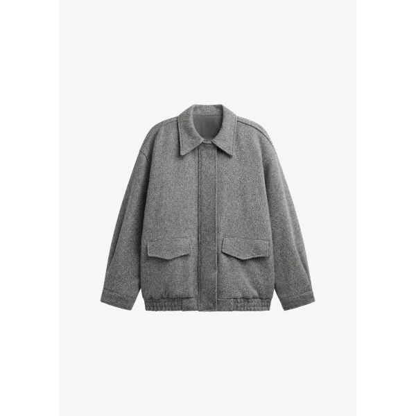 The Frankie Shop Vanves Wool Blouson Jacket – Grey Melange, view 7