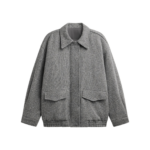 The Frankie Shop Vanves Wool Blouson Jacket - Grey Melange - Oversized Minimalist Jackets in Grey - Shop at Coveti