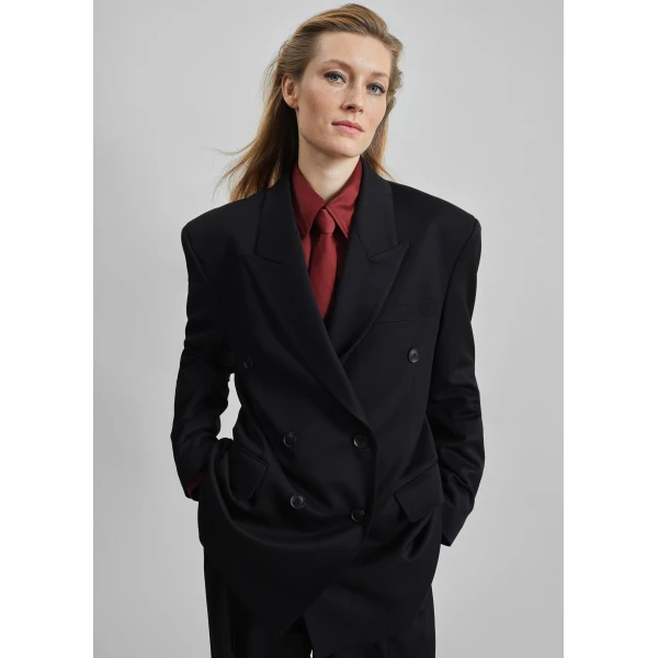 The Frankie Shop Vester Double-Breasted Blazer – Black, view 2