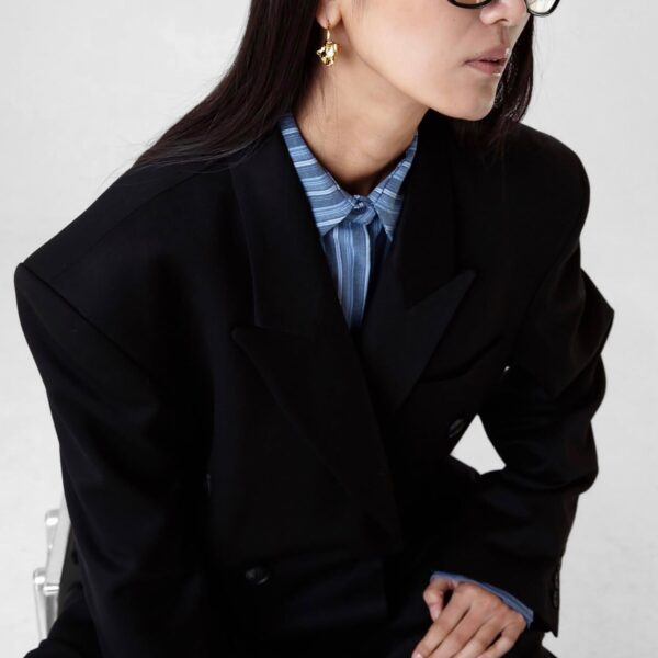 The Frankie Shop Vester Double-Breasted Blazer - Black - Oversized Minimalist Jackets in Black - Shop at Coveti