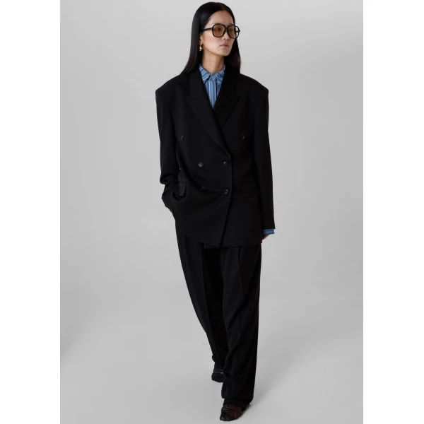 The Frankie Shop Vester Double-Breasted Blazer – Black, view 5