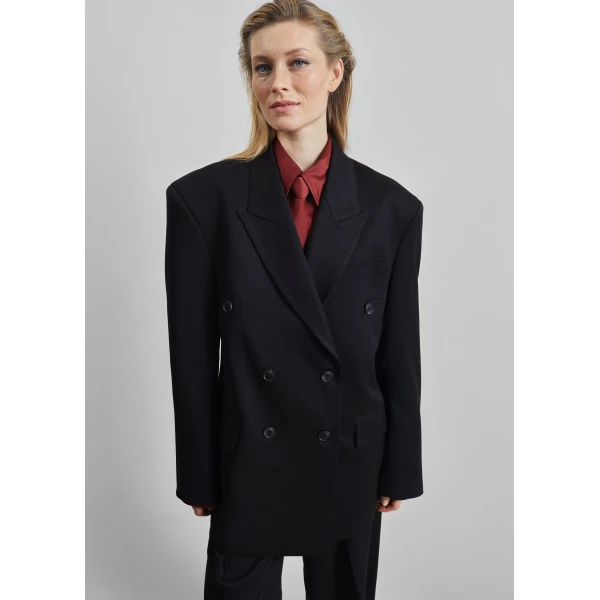 The Frankie Shop Vester Double-Breasted Blazer – Black, view 6