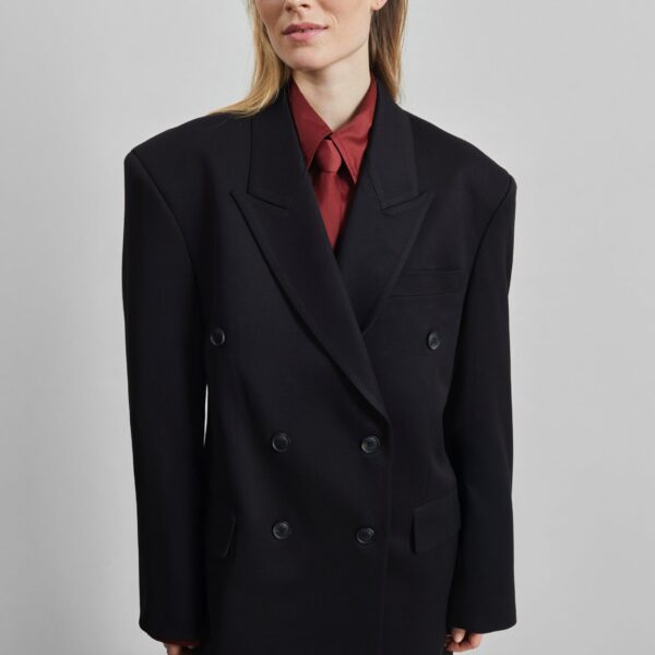 The Frankie Shop Vester Double-Breasted Blazer - Black - Oversized Minimalist Jackets in Black - Shop at Coveti